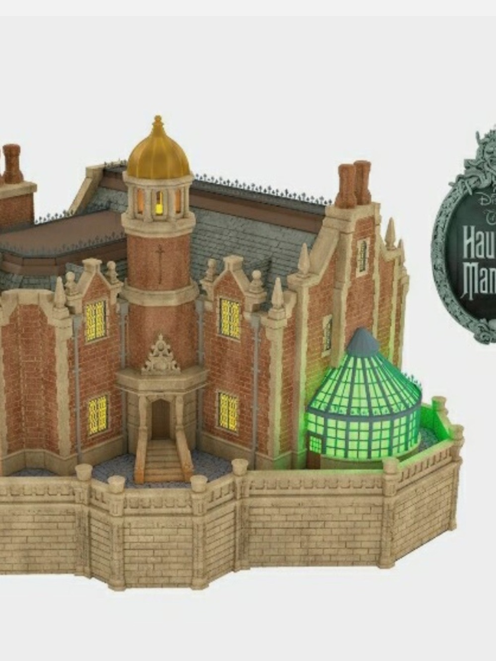 Hallmark Haunted Mansion Brick Manor with Green Conservatory and Gold Dome